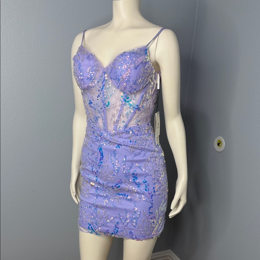 Elegant Lavender Sequin Dress